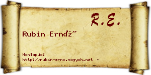 Rubin Ernő névjegykártya